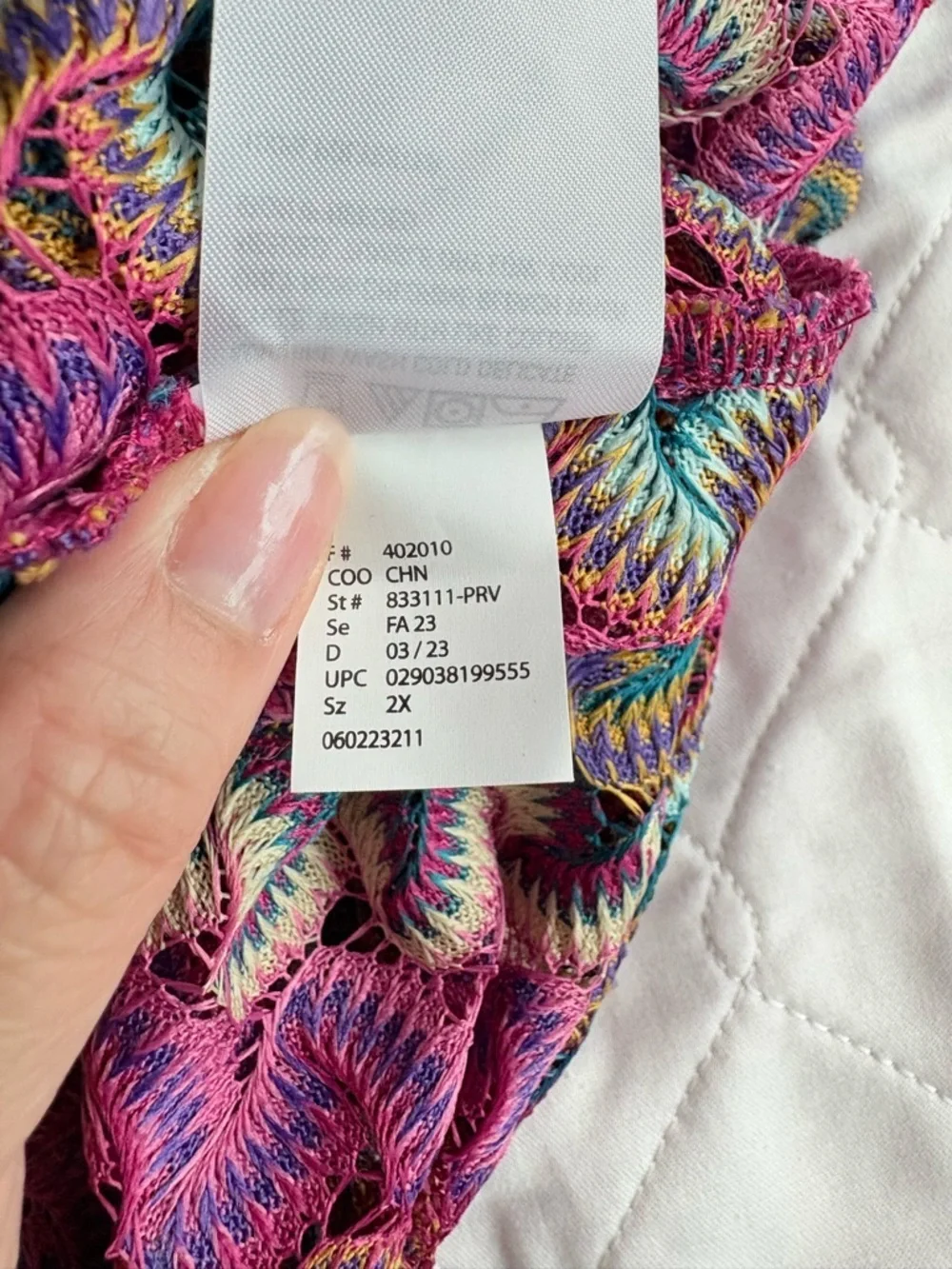 G By Giuliana Black Label Colorful Knit Open Front Cardigan